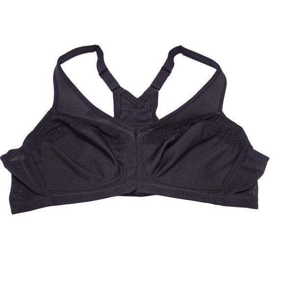 NWOT Glamorise Plus Size Magic Lift Front Closure Racerback Bra Sz 40 B Black - Picture 2 of 5